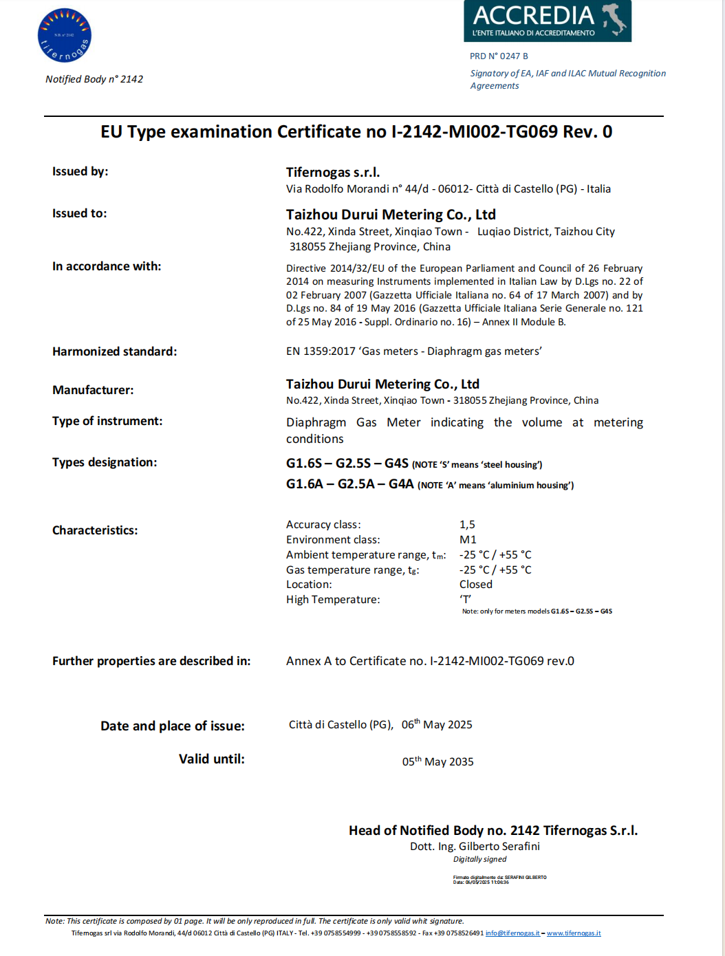 MID Module B certificate ( EN1359:2017)