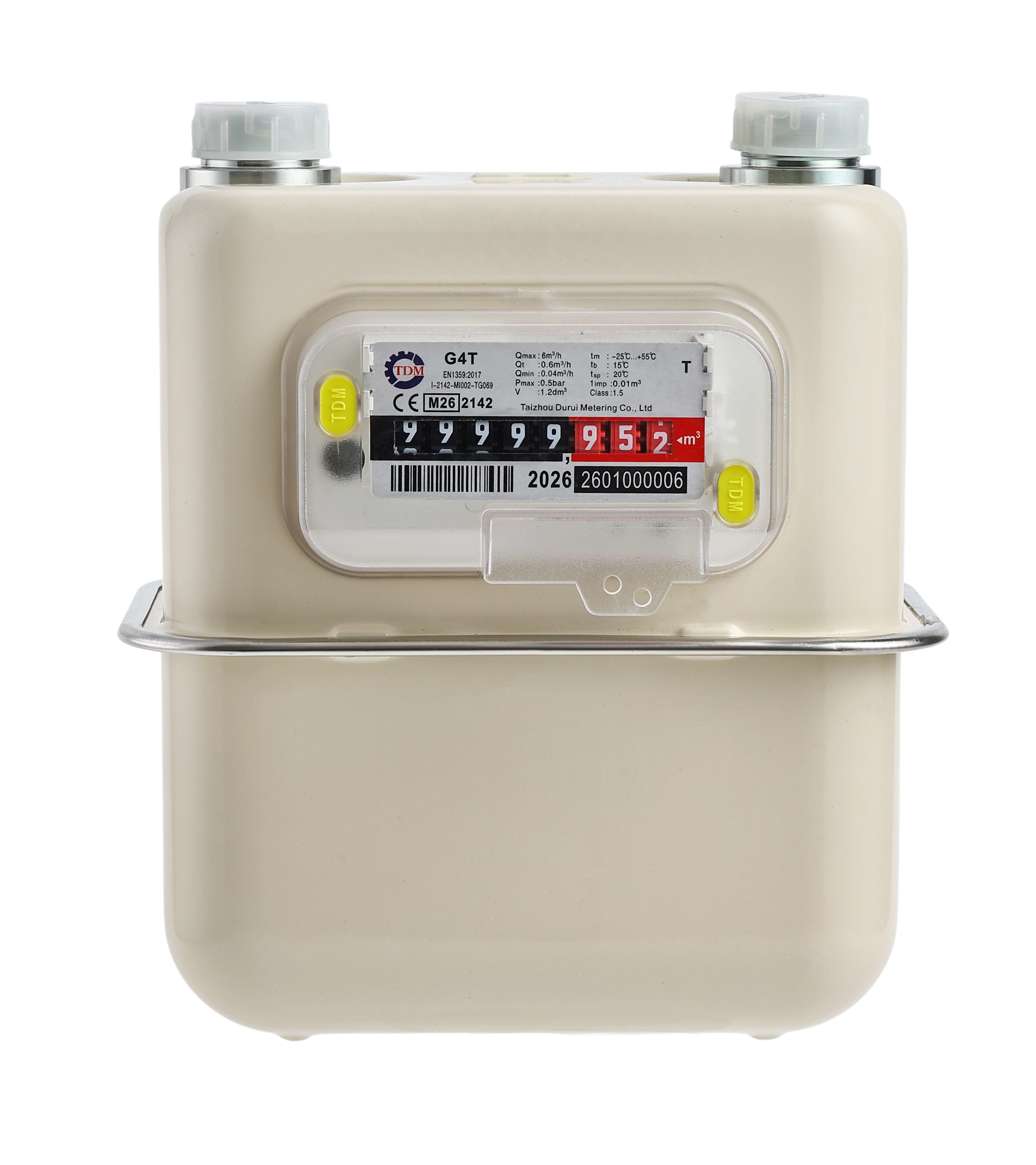 Diaphragm gas meter with MTC